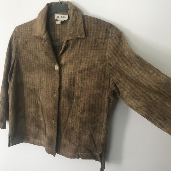 Artisan Dyed Cropped Button Up Blouse - H Look - Picture 4 of 6